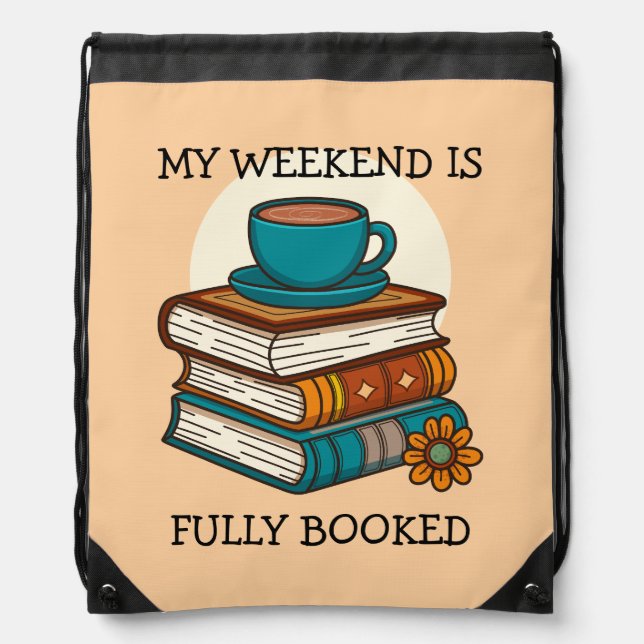 Weekend Fully Booked Book Lovers Drawstring Bag (Front)