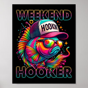 Weekend Funny Fishing Colorful Tie Dye Seab Fish Poster