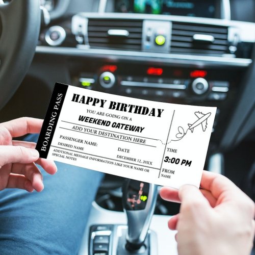 Weekend Getaway Birthday Boarding pass Ticket Invi Invitation