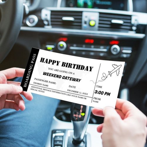 Weekend Getaway Birthday Boarding pass Ticket Invitation