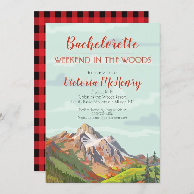 Weekend Getaway Mountain Woods Invitations (Front/Back)