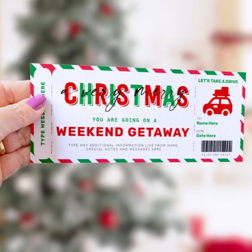 Weekend Getaway Voucher Christmas Gift Ticket