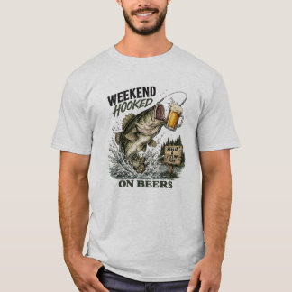 Weekend Hooked on Beers | Funny Fishing Beer T-Shirt