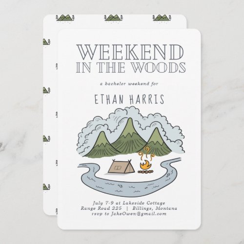 Weekend in the Woods  Bachelor Party Invitation