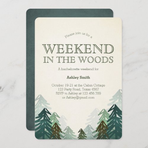 Weekend in the Woods Bachelorette Party Getaway Invitation
