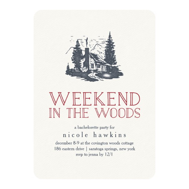 Weekend In The Woods Bachelorette Party Invitation