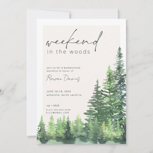Weekend in the Woods Bachelorette Party Invitation