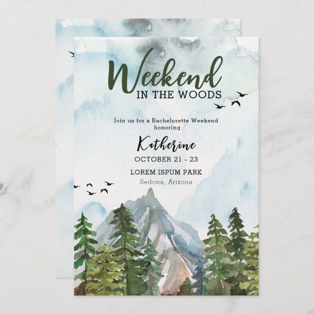 Weekend in the woods bachelorette weekend  invitation (Front/Back)