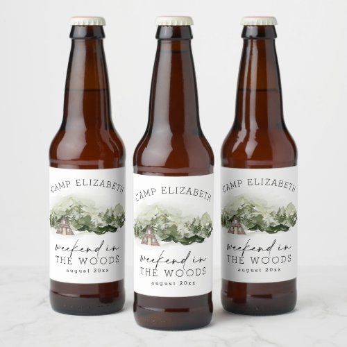 Weekend in the Woods Camping Bachelorette Beer Bottle Label