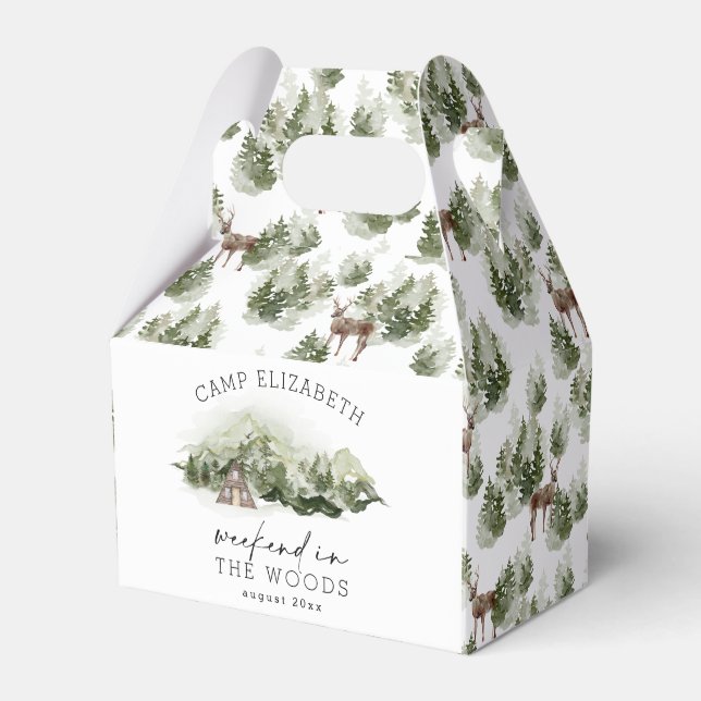 Weekend in the Woods Camping Bachelorette Favor Boxes (Front Side)