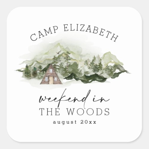 Weekend in the Woods Camping Bachelorette Square Sticker