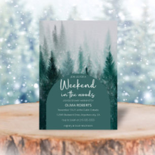 Weekend in the woods Forest Green Bridal Shower Invitation