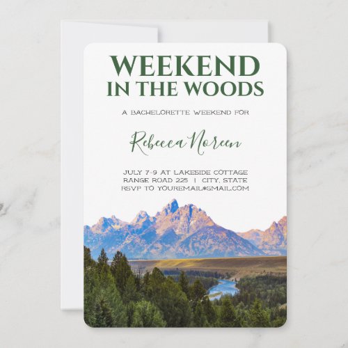 Weekend in the Woods Rustic Mountain Bachlorette  Invitation