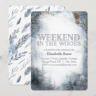 Weekend in the Woods Winter Bachelorette Party Invitation