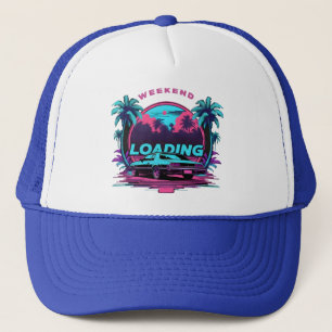 Weekend Loading Retro Sunset Trucker Hat – 80s Aes