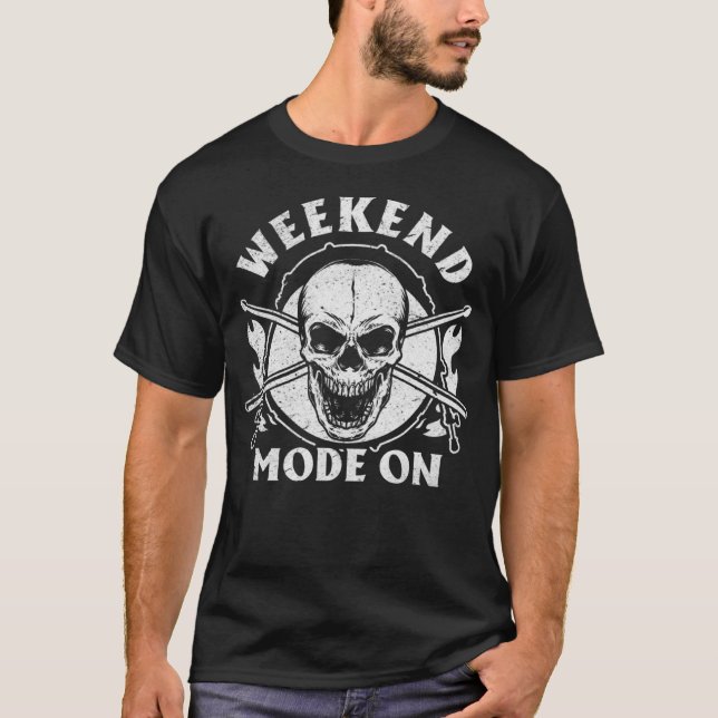 Weekend Mode On Drummer Cool Drum Player Drumming  T-Shirt (Front)