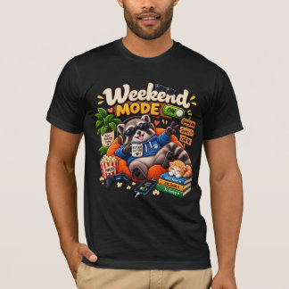 Weekend Mode Raccoon – Funny Lazy Animal Cozy Week T-Shirt