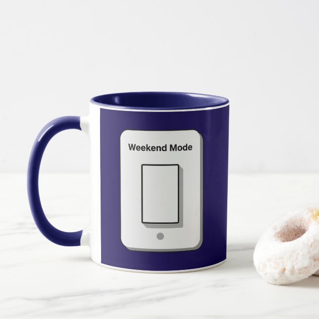 Weekend Mode Toggle Minimal UI Design Mug (With Donut)