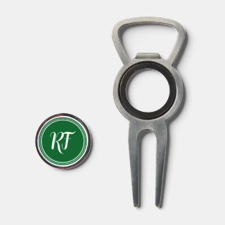 Weekend Money Game Monogram Retro Green Initials Divot Tool