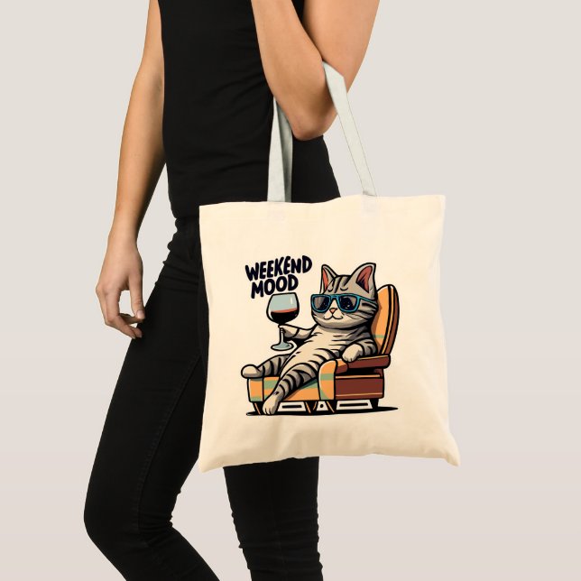 Weekend Mood Cat Chill Tote Bag (Front (Product))