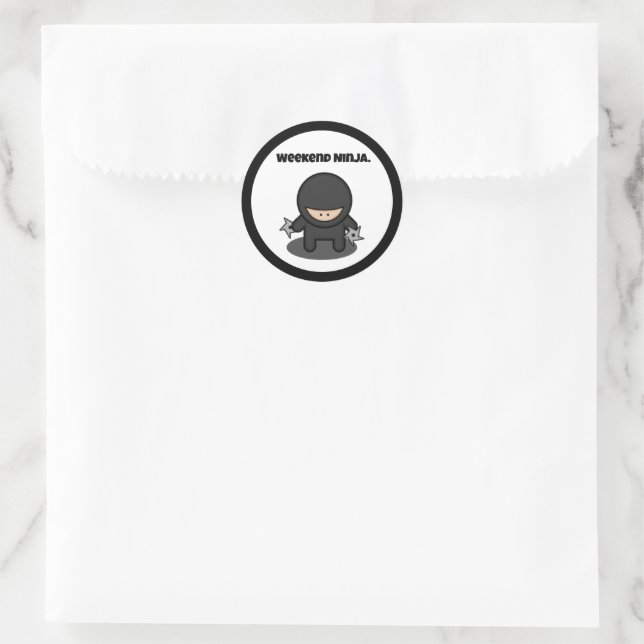 Weekend Ninja Funny Cute Japan Cartoon Classic Round Sticker (Bag)