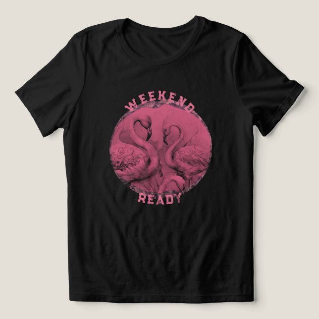 Weekend Pink Graphic T-Shirt Tri-Blend Shirt (Design Front)