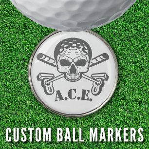 Weekend Scramble Golf Dad Skull Crossbone Monogram Ball Marker