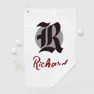 Weekend Scramble League Vintage Gothic Monogram Golf Towel