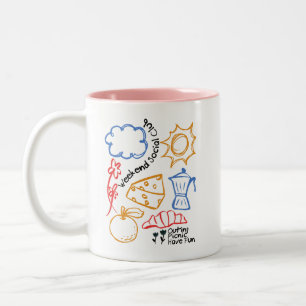 Weekend Social Club Colorful Picnic Doodle Two-Tone Coffee Mug