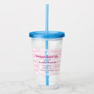 Weekend Social club pink glitter bachelorette part Acrylic Tumbler