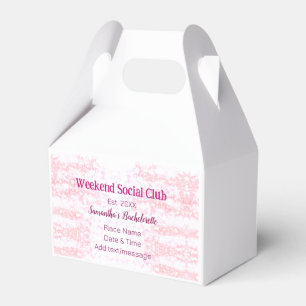 Weekend Social club pink glitter bachelorette part Favor Boxes