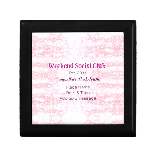 Weekend Social club pink glitter bachelorette part Gift Box (Front)