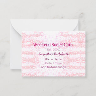 Weekend Social club pink glitter bachelorette part Note Card