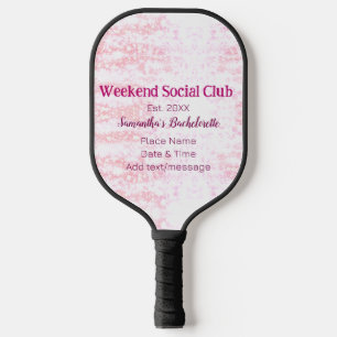 Weekend Social club pink glitter bachelorette part Pickleball Paddle