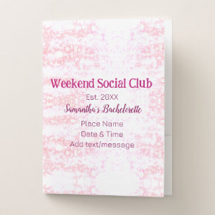 Weekend Social club pink glitter bachelorette part Pocket Folder