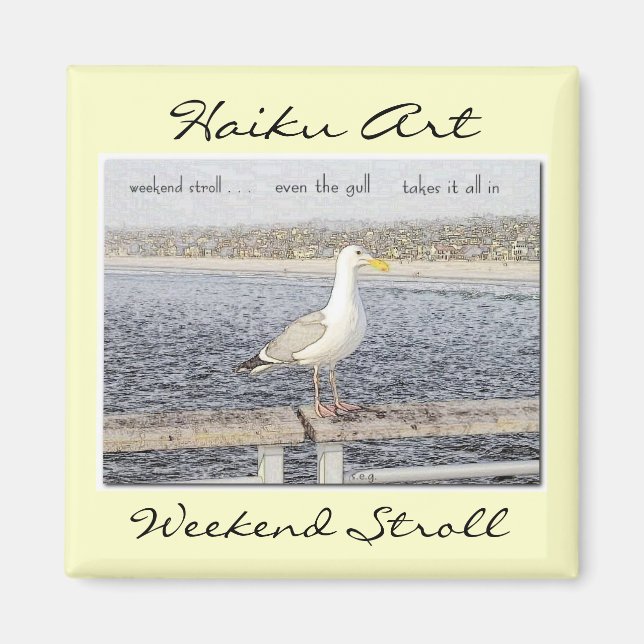 Weekend Stroll Haiku Art Magnet (Front)