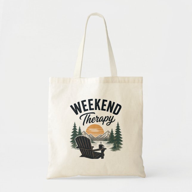 Weekend Therapy Mountain Sunset Nature Relax  Tote Bag (Front)