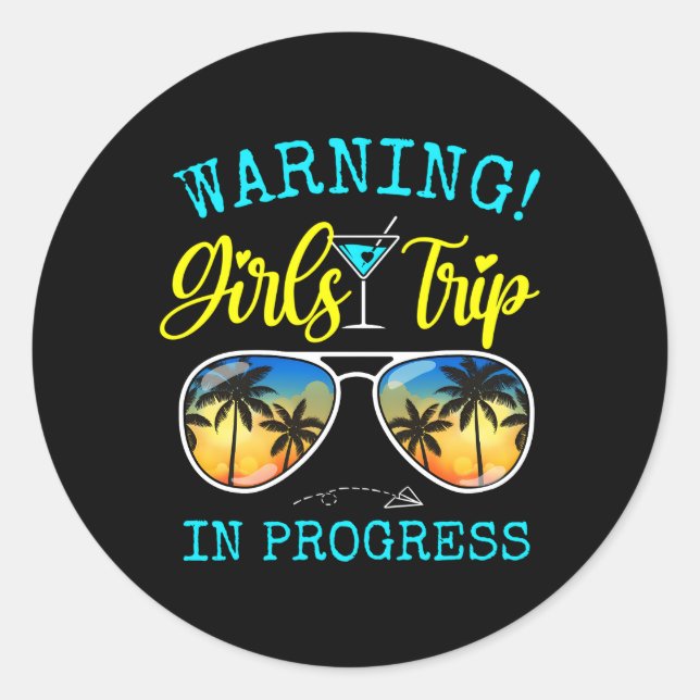 Weekend Vacation Squad Warning Trip In Progress Classic Round Sticker (Front)
