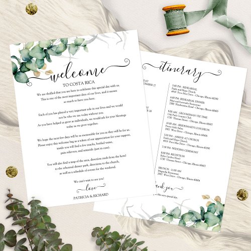 Weekend Wedding Itinerary For Guests Greenery