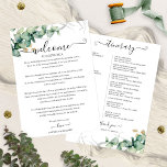 Weekend Wedding Itinerary For Guests Greenery Invitation<br><div class="desc">Romantic,  elegant greenery wedding welcome letter and itinerary. Easy to personalize with your details. Check the collection for matching items. CUSTOMIZATION: If you need design customization,  please get in touch with me via chat; if you need information about your order,  shipping options,  etc.,  please contact directly Zazzle support https://help.zazzle.com/hc/en-us/articles/221463567-How-Do-I-Contact-Zazzle-Customer-Support-</div>