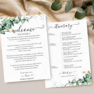 Weekend Wedding Itinerary For Guests Greenery Invitation