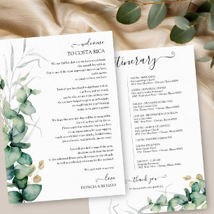 Weekend Wedding Itinerary Greenery Eucalyptus Invitation