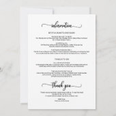 Weekend Wedding Schedule Elegant Calligraphy Invitation (Back)