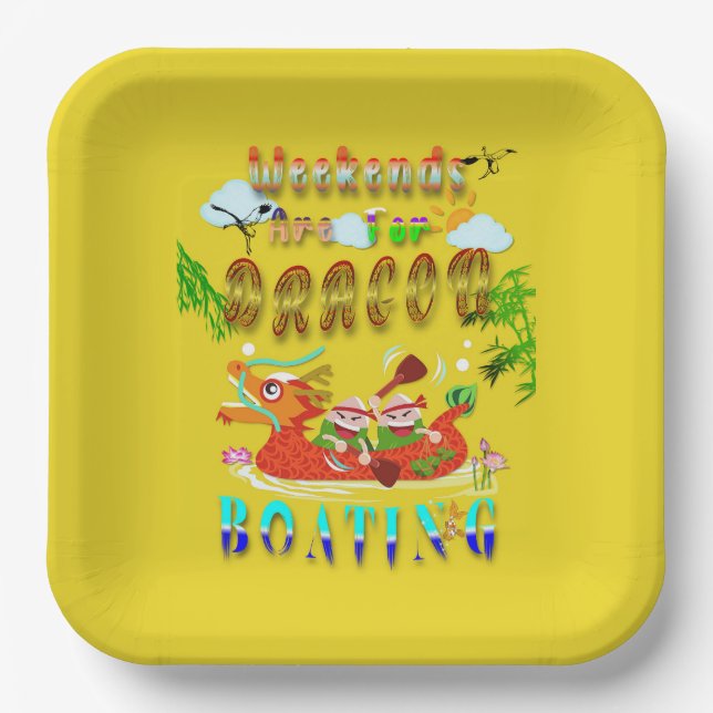 Weekends Are For Dragon Boating Paper Plates (Front)