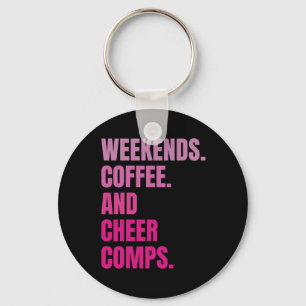 Weekends Coffee And Cheer Comps Retro Cheerleading Keychain