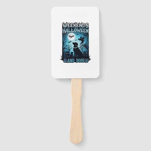 Weekends Halloween Dogs Ghost Full Moon Silhouette Hand Fan