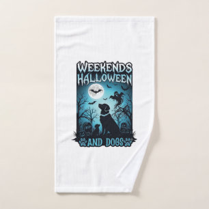 Weekends Halloween Dogs Ghost Full Moon Silhouette Hand Towel