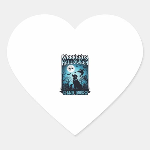 Weekends Halloween Dogs Ghost Full Moon Silhouette Heart Sticker