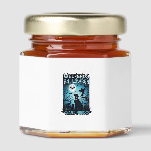Weekends Halloween Dogs Ghost Full Moon Silhouette Honey Jar Favors