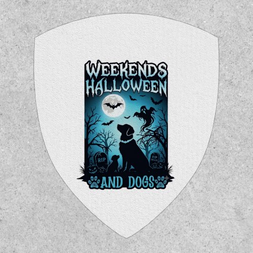 Weekends Halloween Dogs Ghost Full Moon Silhouette Patch